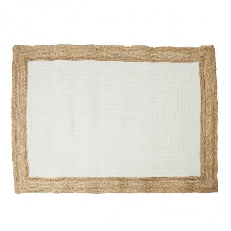 Tapis rectangle en jute et coton - Beige-écru - L 170 x l 120 cm