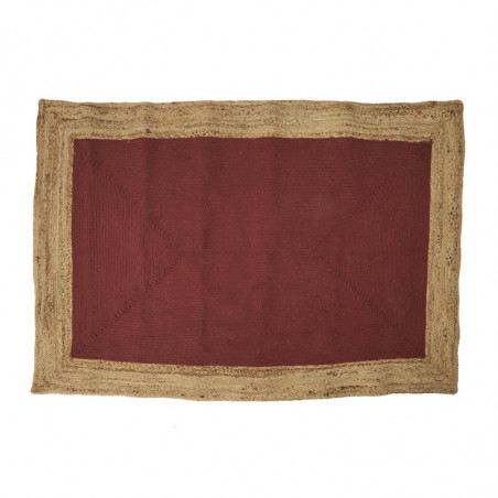 Tapis rectangle en jute et coton - Beige-Terracotta - L 170 x l 120 cm