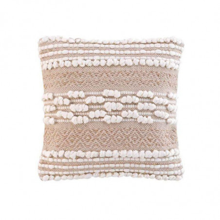 Coussin déhoussable en polycoton fantaisie et fils métallisés - Beige - 40 x 40 cm