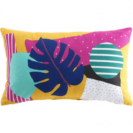 Coussin déhoussable en coton imprimé pop - Multicolore - 30 x 50 cm