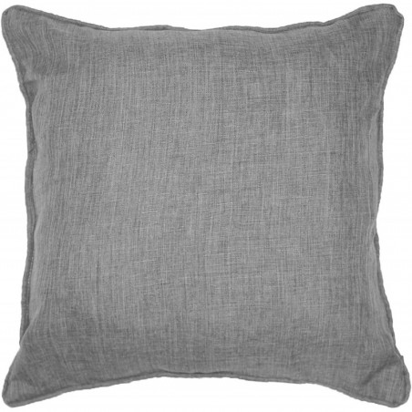 Coussin carré en chambray "Newton" - Gris - 60 x 60 cm