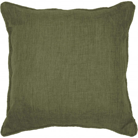 Coussin carré en chambray "Newton" - Vert kaki - 60 x 60 cm