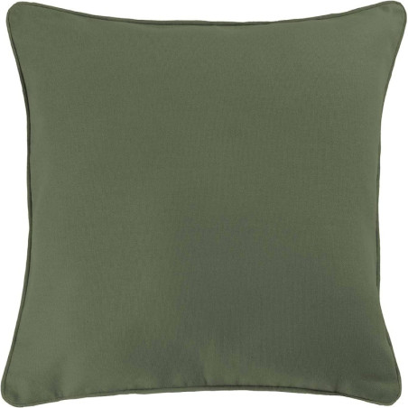 Coussin passepoil uni en coton "Panama " - Vert kaki - 60 x 60 cm