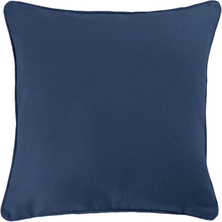 Coussin passepoil uni en coton "Panama " - Bleu marine - 60 x 60 cm