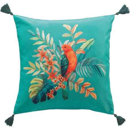 Coussin rectangle "Panis" à imprimé oiseaux colorés - Multicolore - 40 x 40 cm