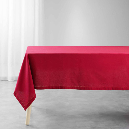 Nappe rectangle en coton "Charline" - Rouge - 140 x 240 cm