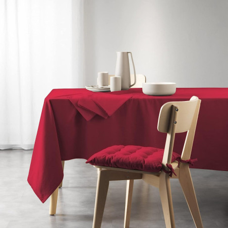 Nappe rectangle uni en coton recyclé "Mistral" - Rouge - 140 x 240 cm