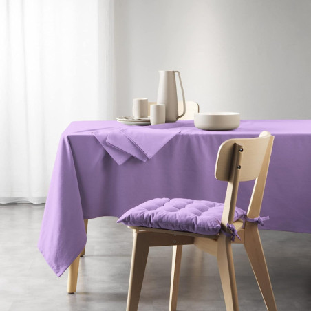 Nappe rectangle uni en coton recyclé "Mistral" - Violet - 140 x 240 cm