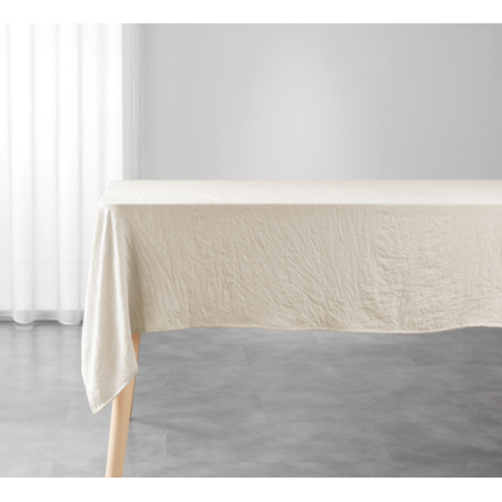 Nappe rectangle "Suzy" en microfibre lavée - Blanc cassé - 140 x 240 cm