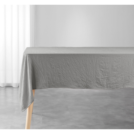 Nappe rectangle "Suzy" en microfibre lavée - Gris - 140 x 240 cm