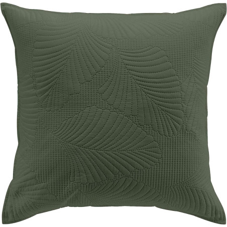 Housse de coussin en microfibre avec broderie "Palombine" - Vert kaki - 60 x 60 cm