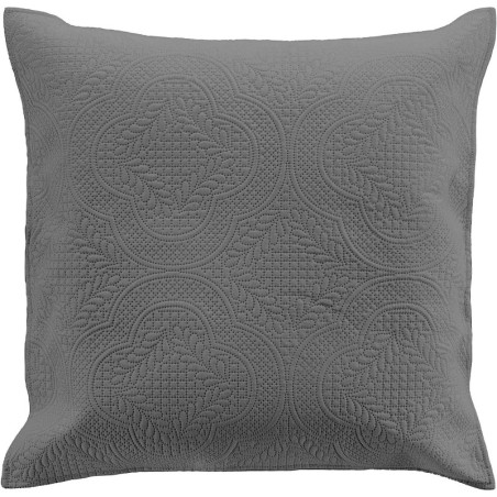 Housse de coussin en microfibre avec motifs en relief "Romane" - Gris anthracite - 60 x 60 cm