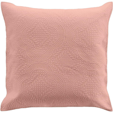 Housse de coussin en microfibre avec motifs en relief "Romane" - Rose - 60 x 60 cm