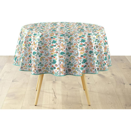 Nappe ronde en PVC imprimé végétal "Indiana" - Multicolore - D 160 cm