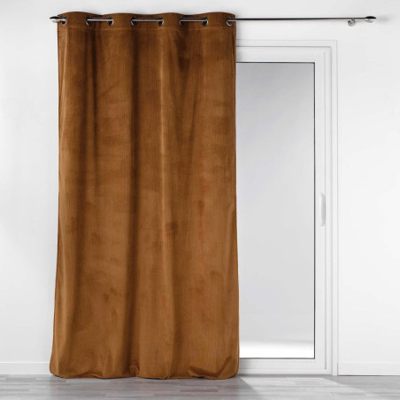 Rideau à oeillets en velours cotelé Casual - Marron - 140 x 260 cm