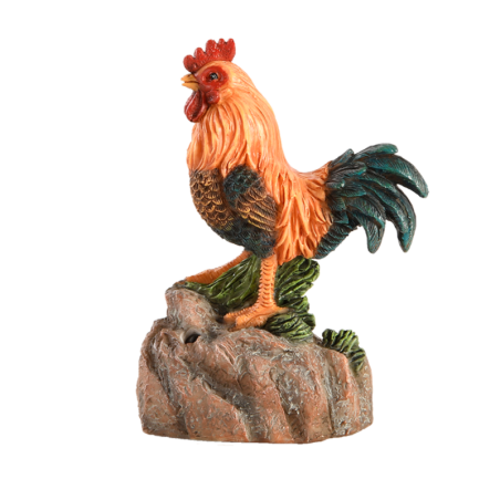 Statuette coq d'accueil sonore en polyrésine - L 8,6 x P 5,6 x H 11,4 cm