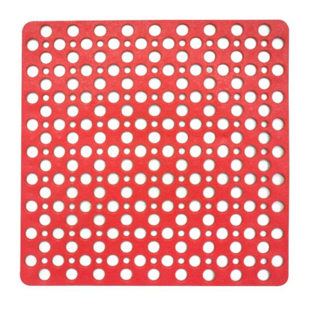 Tapis de douche carré en caoutchoux antidérapant - Rose corail - 53 x 53 cm