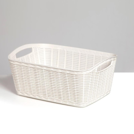 Panier en plastique - Blanc crème - L 31 x l 21,5 x H 13 cm