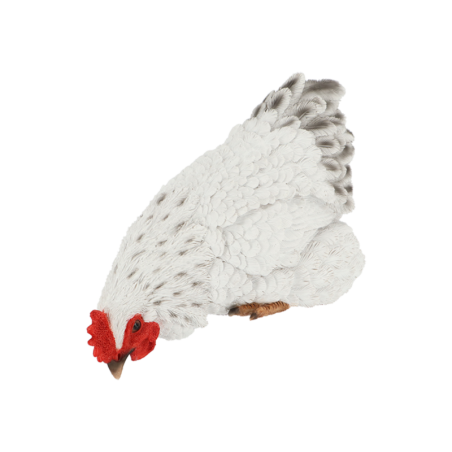 Statuette décorative de poule pour rebord de fenêtre en polyrésine - Blanc - l 15 x L 25,7 x H 20,9 cm