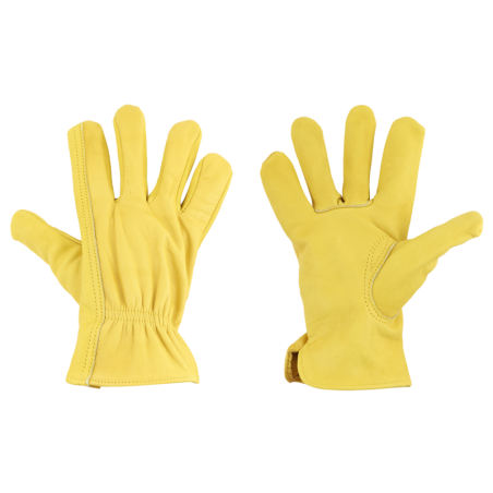 Gants de jardin en cuir- Taille M - Jaune - l 12,8 x L 23,4 cm