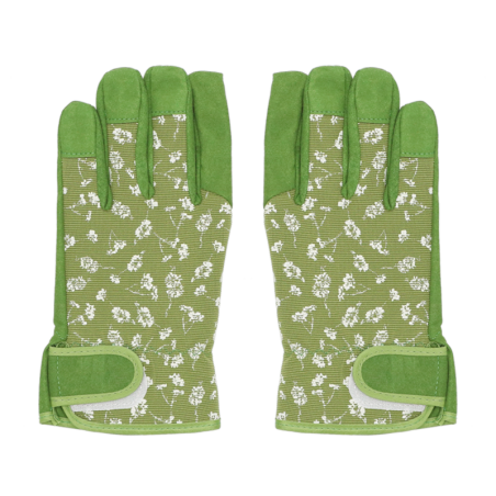 Gants de jardinage à imprimé fleuri en tissu - Vert - L 14,8 x H 22,6 cm