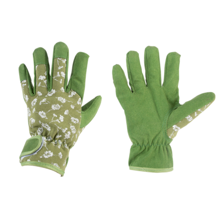 Gants de jardinage imprimés fleuri - Taille S - Vert/Blanc - L 12,4 x H 23 cm