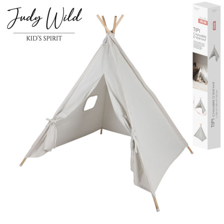 Tipi pour chambre d'enfant "Judy Wild" - Blanc - L 120 x l 120 x H 150 cm