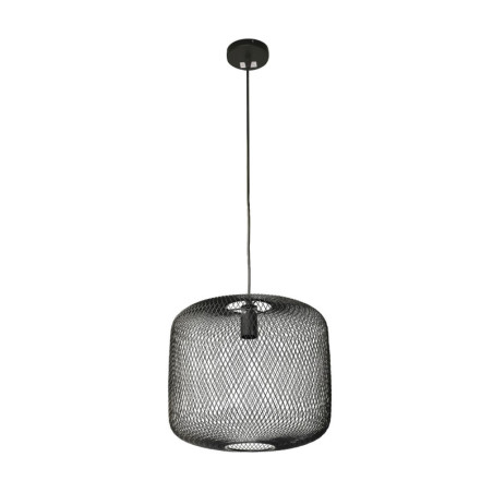 Suspension luminaire cylindrique en métal - Noir - D 34 x H 115 cm