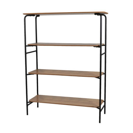 Etagère bibliothèque en bois et métal à 4 étages "Marcel" - Marron/noir - H 140,5 x P 37,5 x L 105 cm