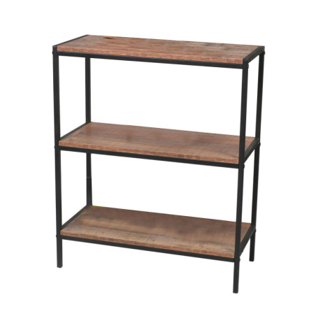 Etagère bibliothèque à 3 niveaux en bois et métal "Riverside" - Marron/noir - H 76 x L 60 x P 30 cm