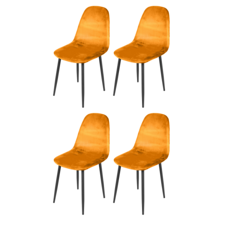 Lot de 4 chaises "Inoui" en velours - Jaune moutarde - L 55 x P 44 x H 90 cm