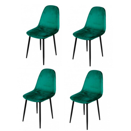 Lot de 4 chaises "Inoui" en velours - Vert - L 55 x P 44 x H 90 cm