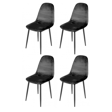 Lot de 4 chaises "Inoui" en velours - Noir - L 55 x P 44 x H 90 cm