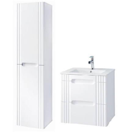 Meuble vasque à encastrer 60 cm + colonne murale Oceanie White