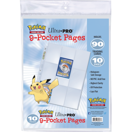 Pokémon - Paquet de 10 feuilles de classeur - Cartes à collectionner