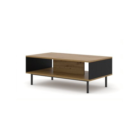 Table basse Ravenna avec cadre noir - Noir et beige - L 90 x P 60 x H 45 cm