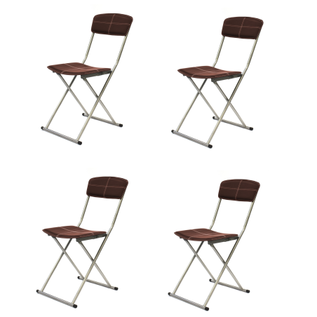 Lot de 4 chaises pliables - Effet cuir - Marron