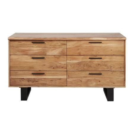 Commode "Goa" en bois massif - Marron - L 140 x P 45 x H 75 cm