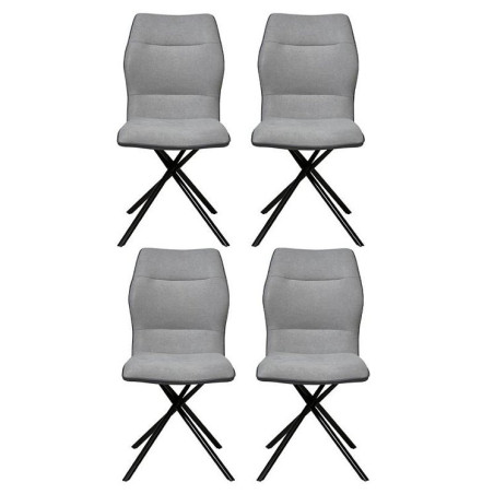 Lot de 4 chaises "Mikado" en tissu et métal - Gris - H 92 x L 78 x P 66 cm