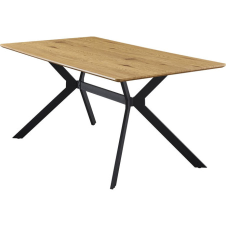 Table de repas "Kristen" en bois et métal - 6 couverts - Marron - L 160 x P 90 x H 76 cm