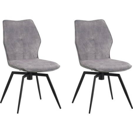 Lot de 2 chaises bicolores "Juliette" en velours et métal - Gris - H 92 x L 62 x P 47 cm