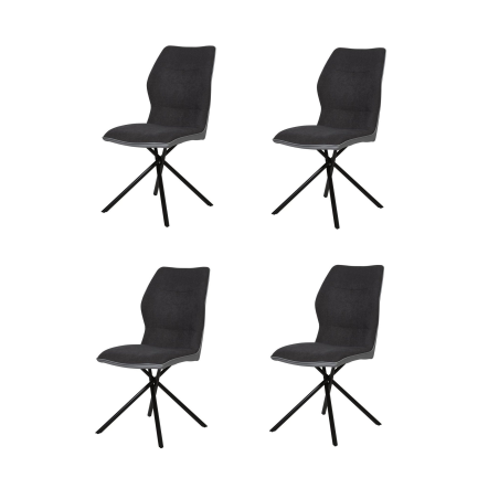 Lot de 4 chaises "Mikado" en tissu et métal - Gris anthracite - H 92 x L 78 x P 66 cm