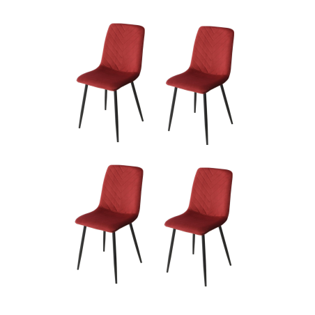 Lot de 4 chaises "Jimmy" en velours et métal - Rose - H 91 x L 43 x P 53 cm