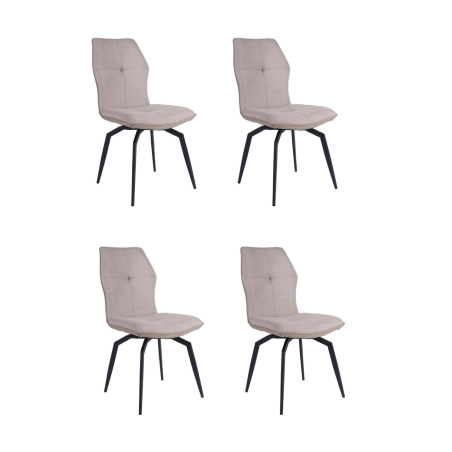 Lot de 4 chaises "Andy" en tissu et métal - Taupe - H 92 x L 45 x P 58 cm