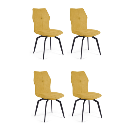 Lot de 4 chaises "Andy" en tissu et métal - Jaune - H 92 x L 45 x P 58 cm