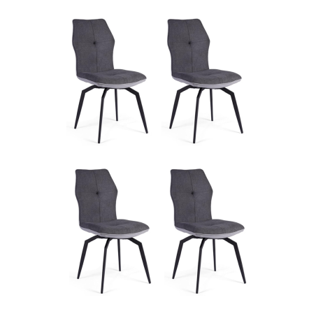 Lot de 4 chaises "Andy" en tissu et métal - Gris - H 92 x L 45 x P 58 cm