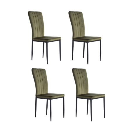 Lot de 4 chaises "Pony" en velours et métal - Vert - H 95 x L 57 x P 42 cm