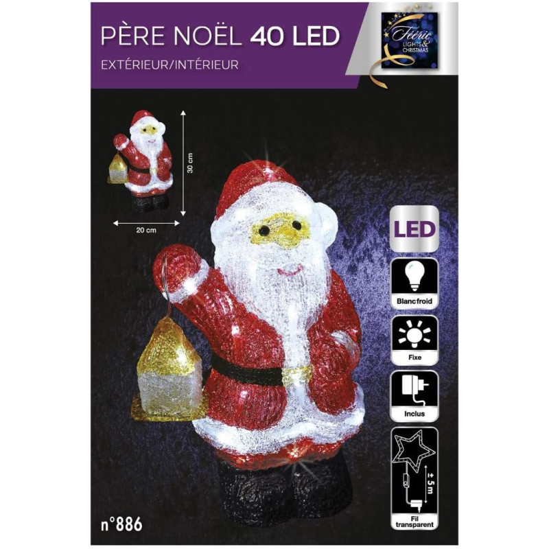 Décoration lumineuse d'extérieur de Noël Père Noël L 19 x P 13 x H