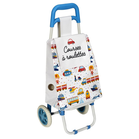 Chariot de courses pour enfant - 19L - Bleu - L 30,5 x P 20 x H 73,5 cm