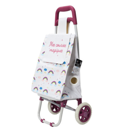 Chariot de courses pour enfant - 19L - Rose - L 30,5 x P 20 x H 73,5 cm